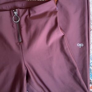 Alo yoga brown legging front zip size small